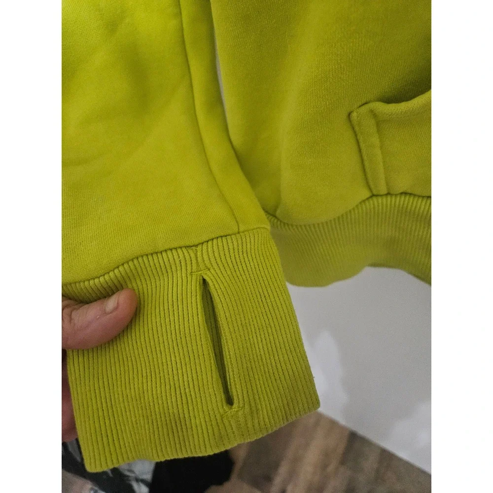 Adidas Womens Lime Green Full Zip Hoodie Thumbholes Size S Chartreuse Activewear